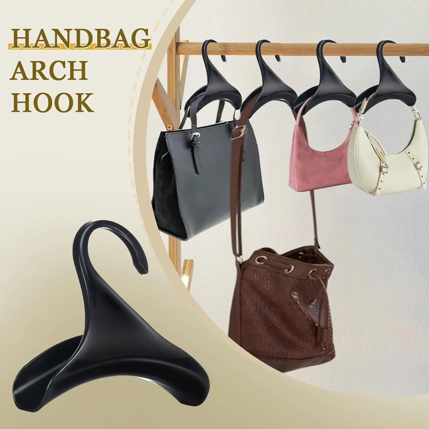 Bag Hanger, 12 Pcs Black Purse Hangers for Closet, Handbag Hangers for Closet, Handbag Organizer Hooks, Bag Organizer Hanging Hooks for Backpacks Satchels Tote Bag Home Storage (Black)