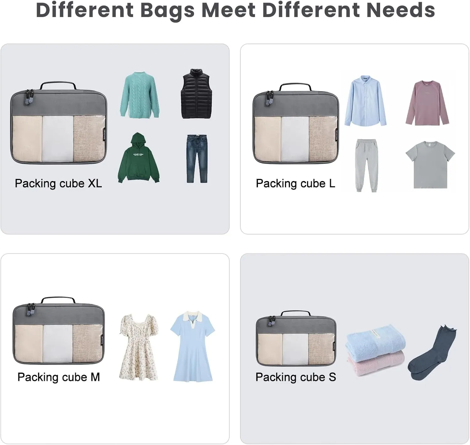 BAGAIL Clear Packing Cubes Packing Organizer for Travel Accessories Luggage suitcase