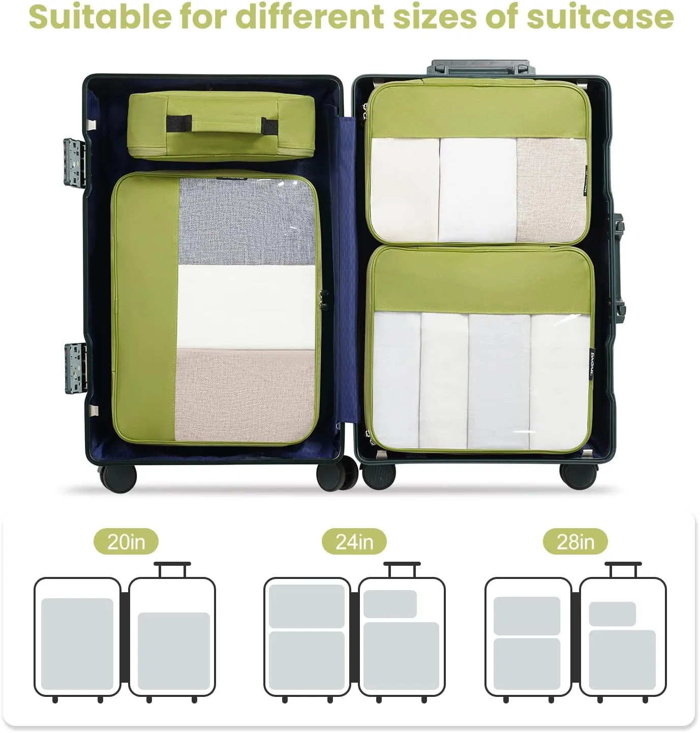 BAGAIL Clear Packing Cubes Packing Organizer for Travel Accessories Luggage suitcase