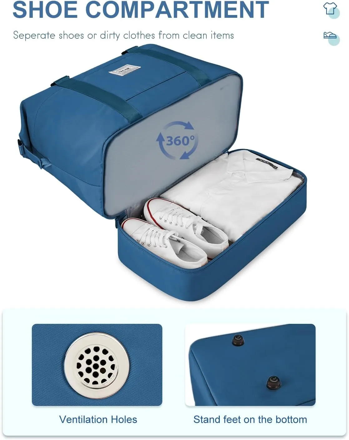 BAGAIL Travel Duffel Bag, Weekender Bags for Women, Overnight Gym Carry On Tote Bag with Wet Pocket, Hospital Mom Bag for Labor and Delivery - Extra Large, Peacock Blue