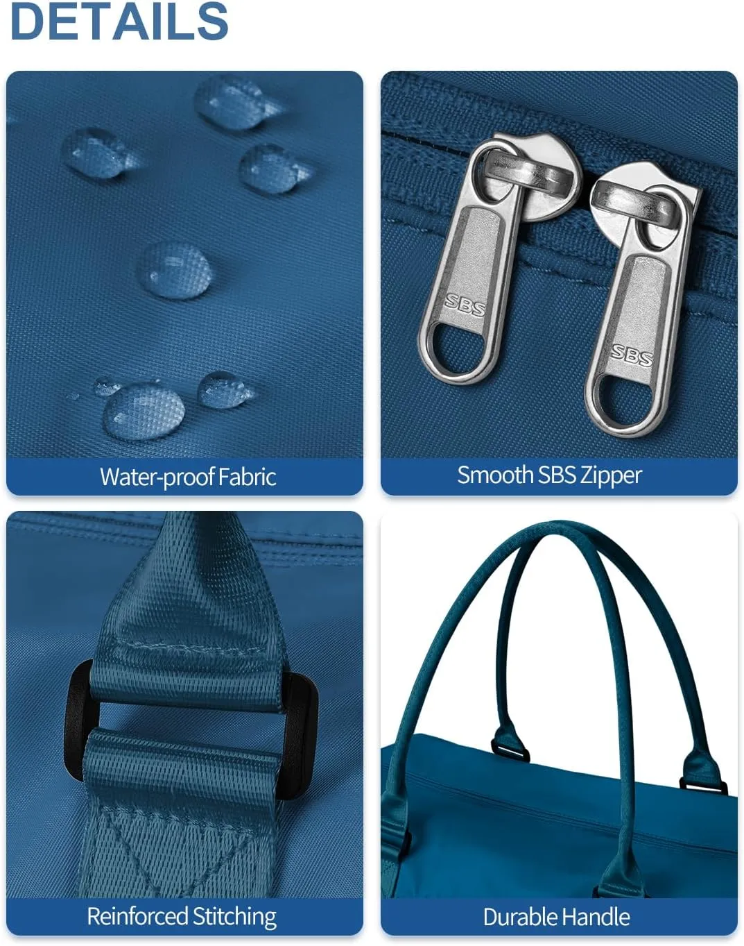 BAGAIL Travel Duffel Bag, Weekender Bags for Women, Overnight Gym Carry On Tote Bag with Wet Pocket, Hospital Mom Bag for Labor and Delivery - Extra Large, Peacock Blue