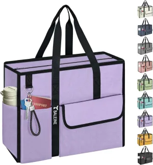 BALEINE Large Utility Tote Bag with Reinforced Bottom, Multi Pockets Foldable Tote Bag for Nurse, Travel, Work