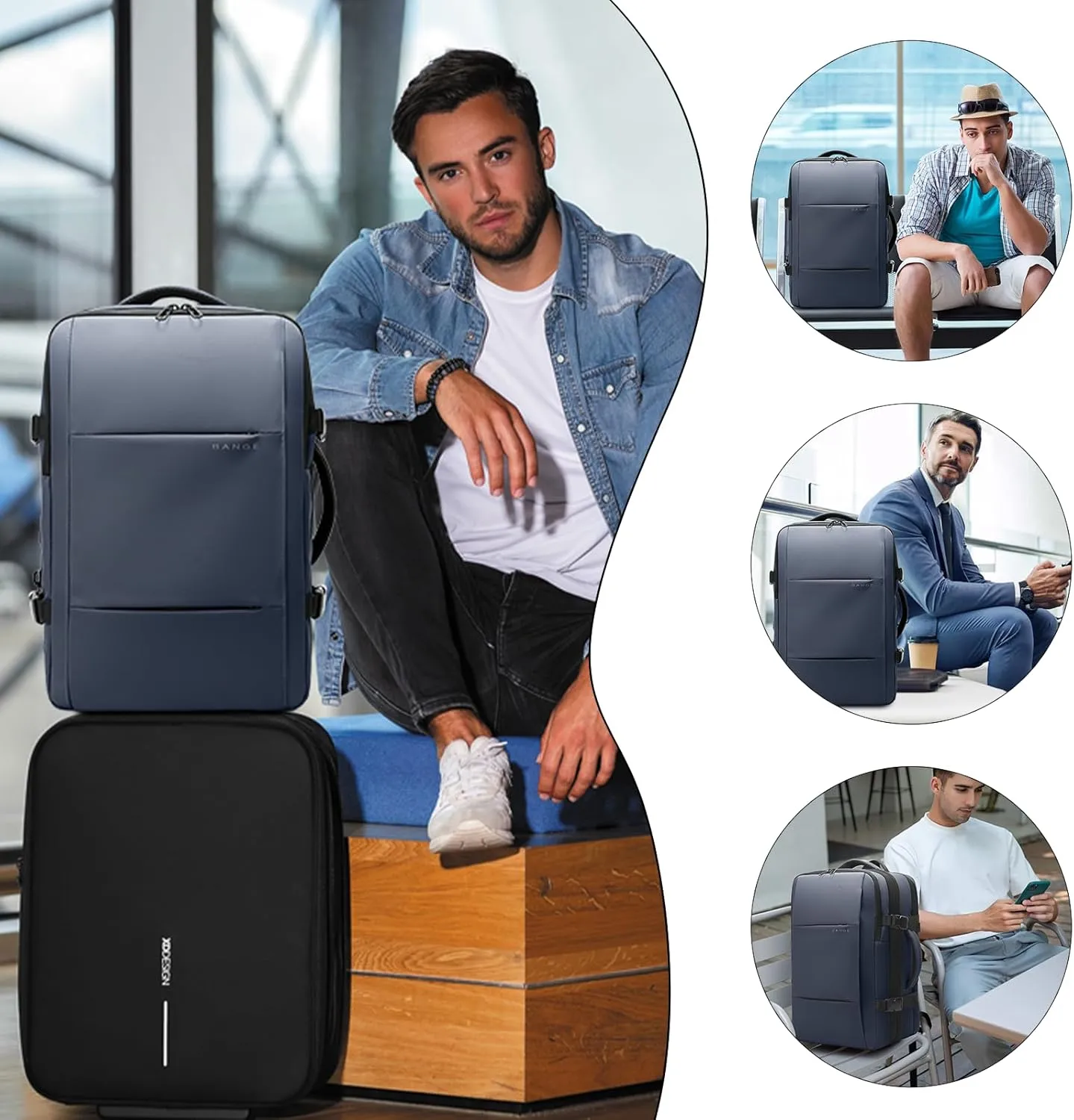 BANGE Airback Backpack with Anti-Theft Vacuum Compression Travel Backpack,Expandable Backpacks with Pump for Airplanes