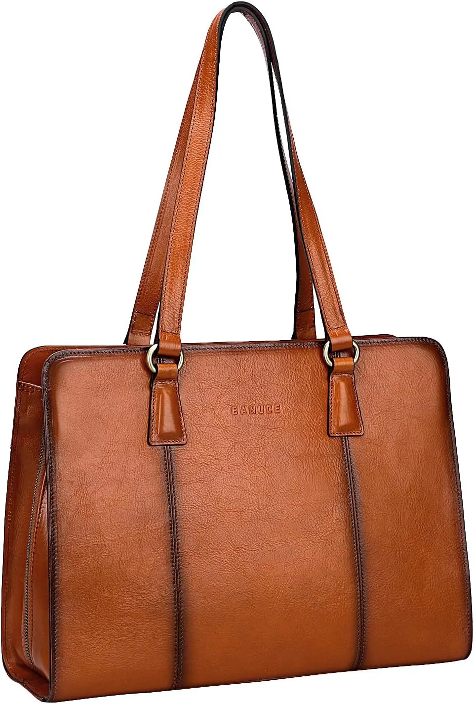 Banuce Vintage Full Grain Italian Leather Briefcase for Women Stylish Leather Purses and Handbags Tote Shoulder Bag