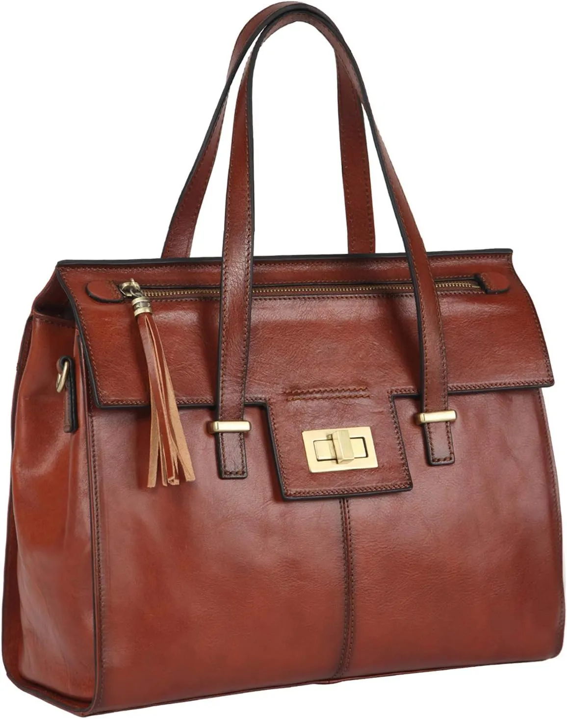 Banuce Vintage Genuine Full Grain Italian Leather Purses for Women Handbags Stylish Ladies Satchel Bag Brown