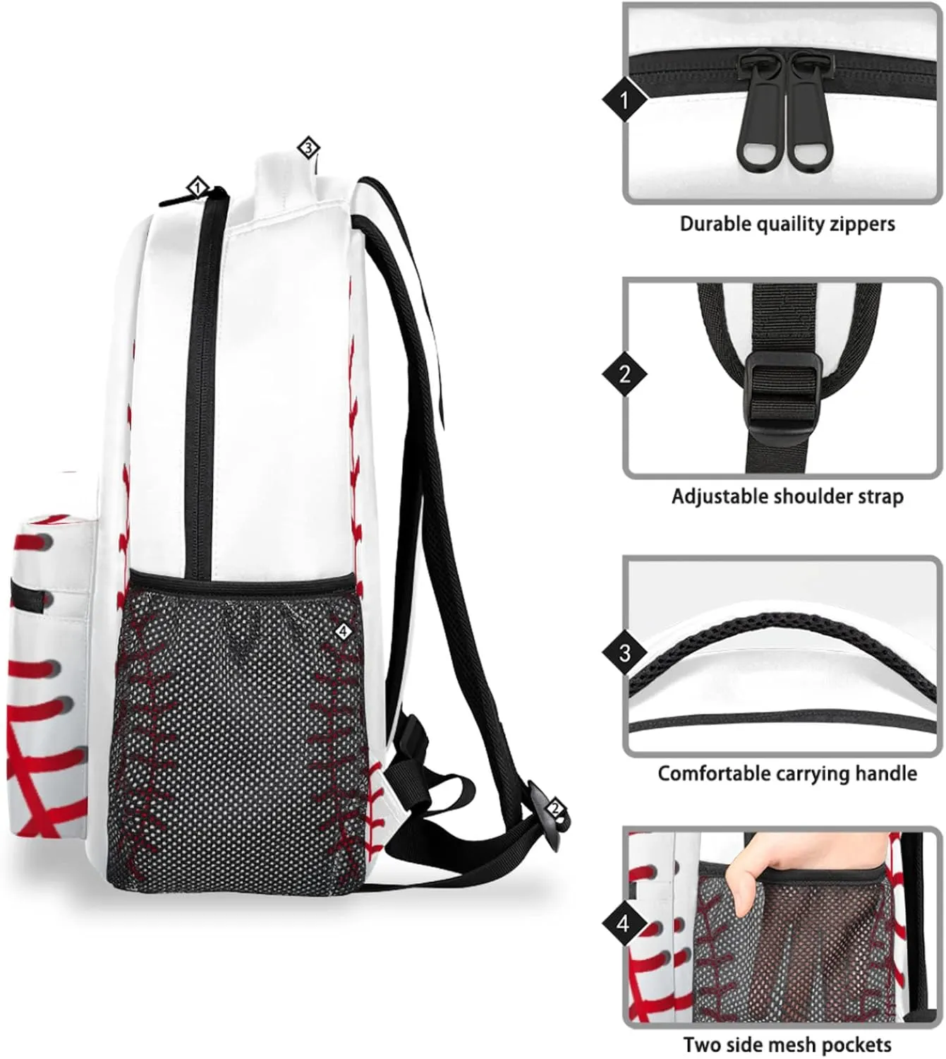 Baseball Backpacks for Girls Kids Boys, Sports Ball Print Casual Lightweight School Bags Laptop Backpack Student College Bookbag Travel Hiking Daypack