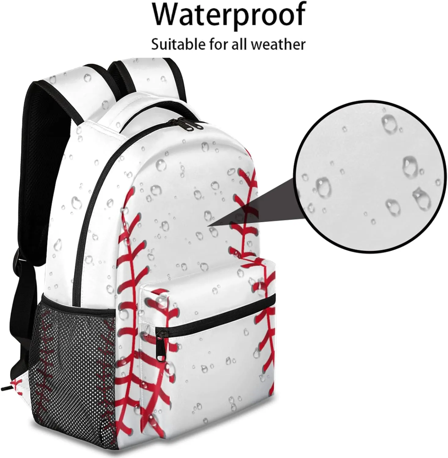 Baseball Backpacks for Girls Kids Boys, Sports Ball Print Casual Lightweight School Bags Laptop Backpack Student College Bookbag Travel Hiking Daypack