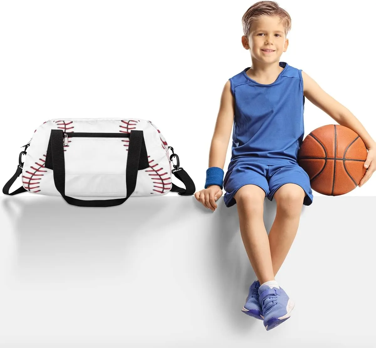 Baseball Lace Sport Ball Kids Duffel Bag for Girls Boys Sport Gym Bag Small Overnight Weekender Tote Bag Teen Dance Bag for Traveling Gymnastic