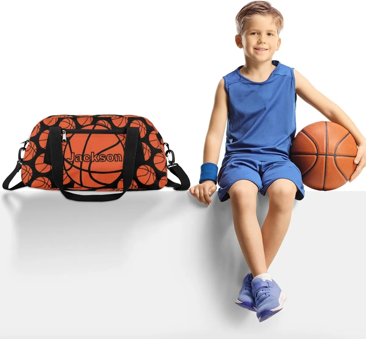 Basketball Customized Travel Duffel Bags for Boys Personalized Sport Gym Bag Customized Overnight Duffel Bag for Weekender