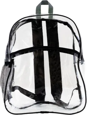 BAZIC Clear Backpack Clair 15", Transparent Bag Large Capacity Waterproof, See Through Plastic School Bag, Security Travel Sports Events, 24-Pack