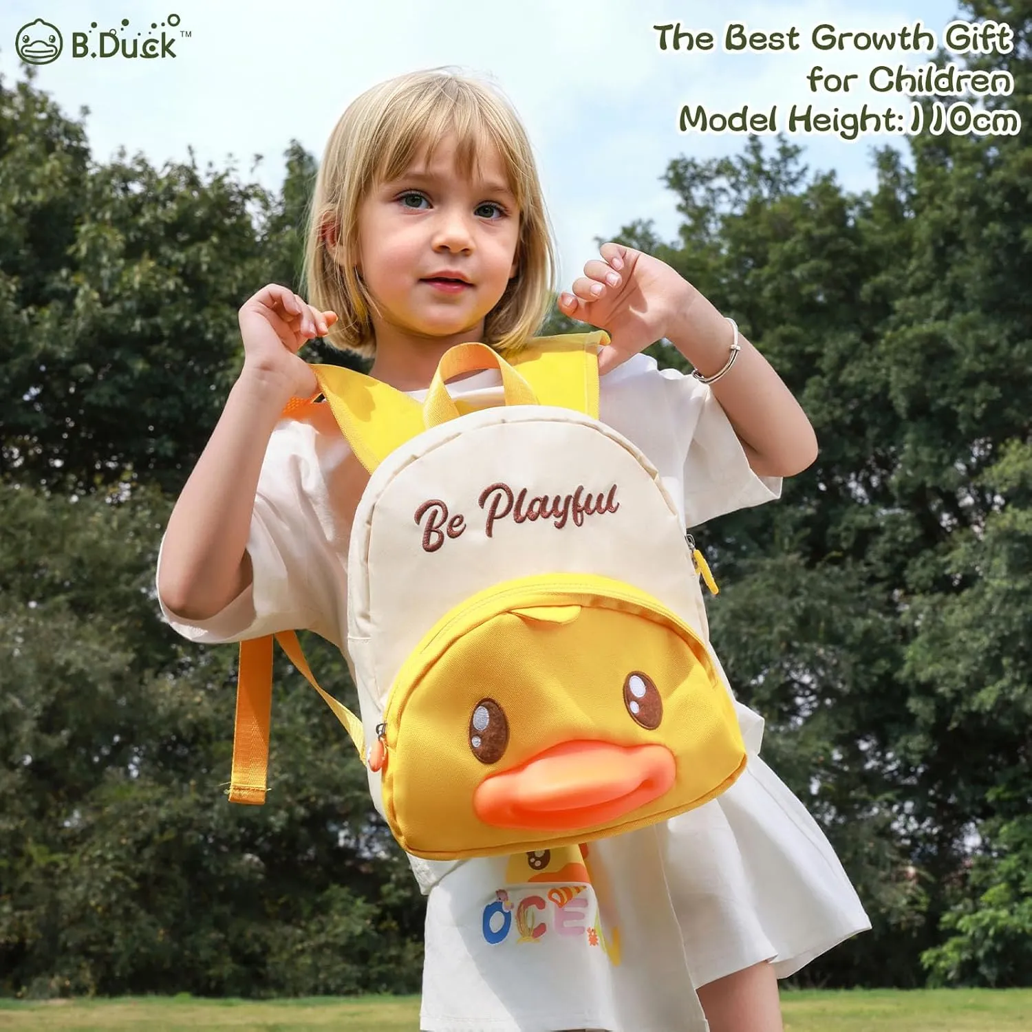 B.Duck Kids Backpack Kindergarten Toddler Mini Backpacks Cute Animal Cartoon Duck for Boys Girls, School, Travel, Daily Use(Age 3-7 (11" h), 02 Yellow Duck)