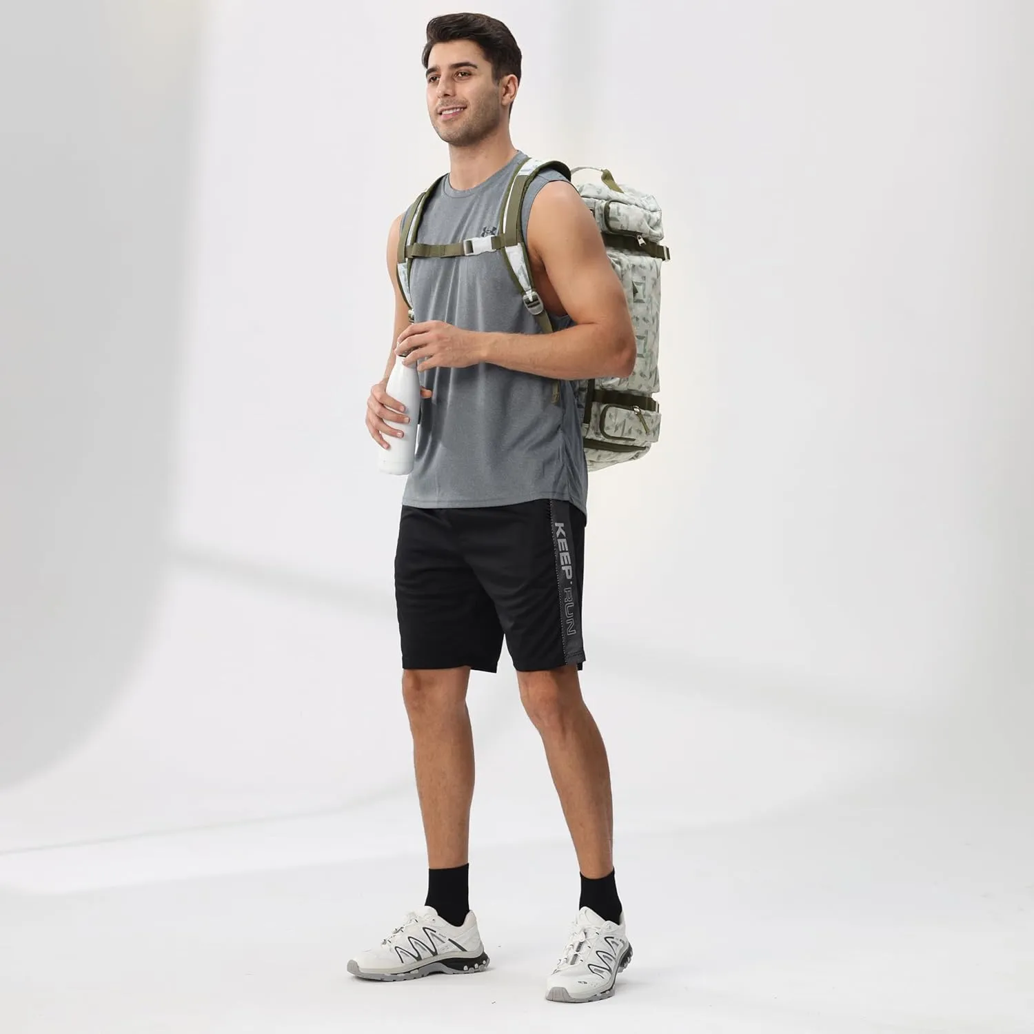 BE SMART 50L Extra Large Gym Backpack for Men, Big Gym Bag with Shoes Compartment, Waterproof Heavy Duty Duffel Bags, Men's Workout Backpacks for Outdoor Sport,Hiking,Camping,Travel