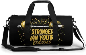 Be Stronger Than Your Excuses Gym Bag Unisex Duffle Bags Crossbody Handbags for Workout Weekender Overnight Travel