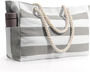 Beach Bag for Women Large Waterproof Pool Bag with Zipper, Sandproof Canvas Travel Tote Bags Gifts for Women