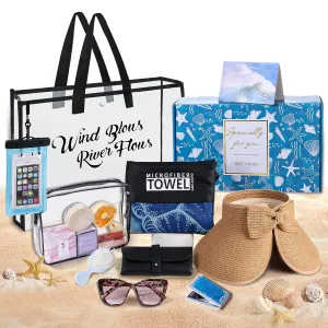 Beach Bag Travel Gifts for Women, Beach Gifts Set for Beach Lovers, Vacation Travel Essentials Gift for Family Birthday Graduation Gift for Friends Mom Multifunctinal Travel Bag