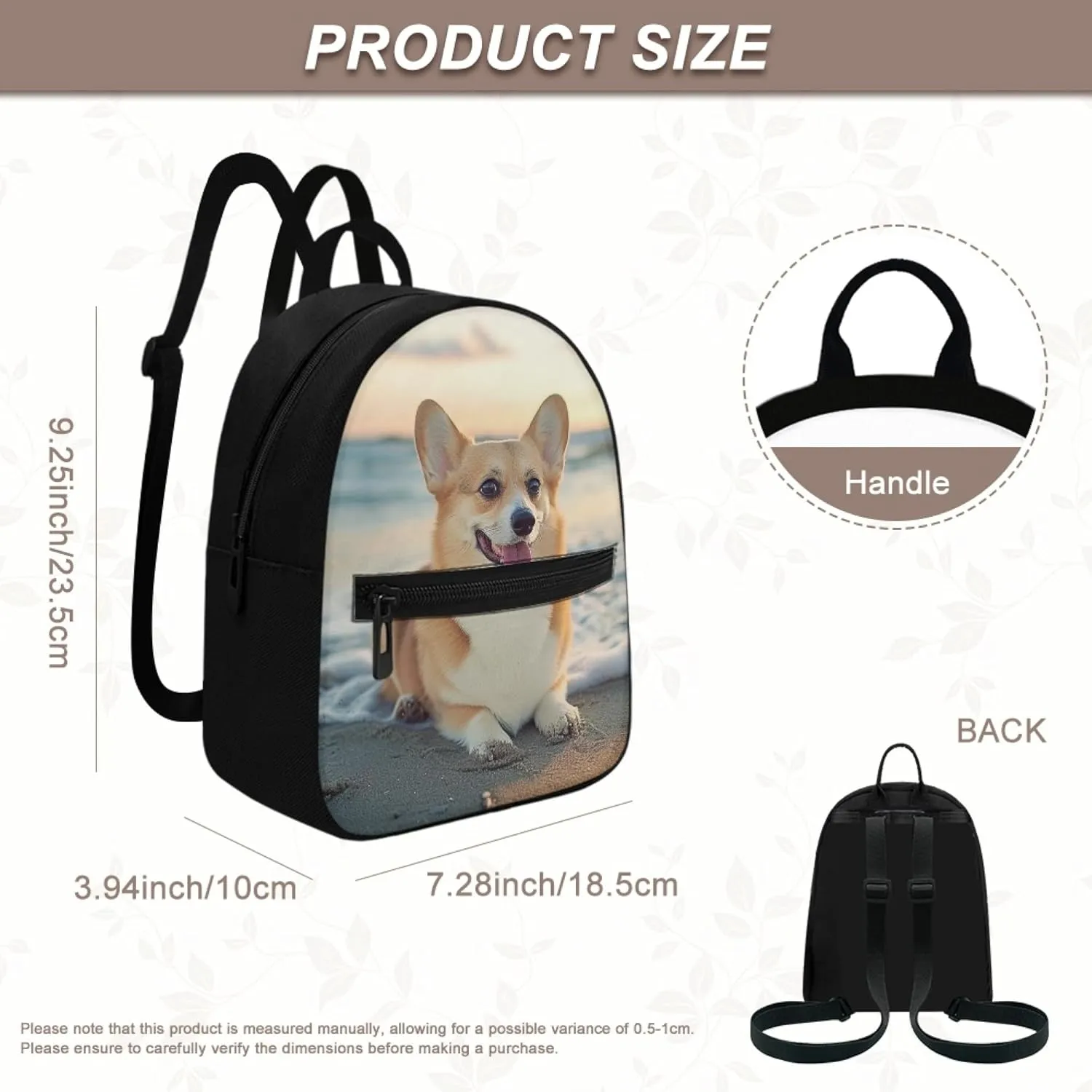 Beach Corgi Small Backpack for Womens Cute Shoulder Bag with Pocket Ladies Casual Backpacks Fashion Mini Backpack Purse