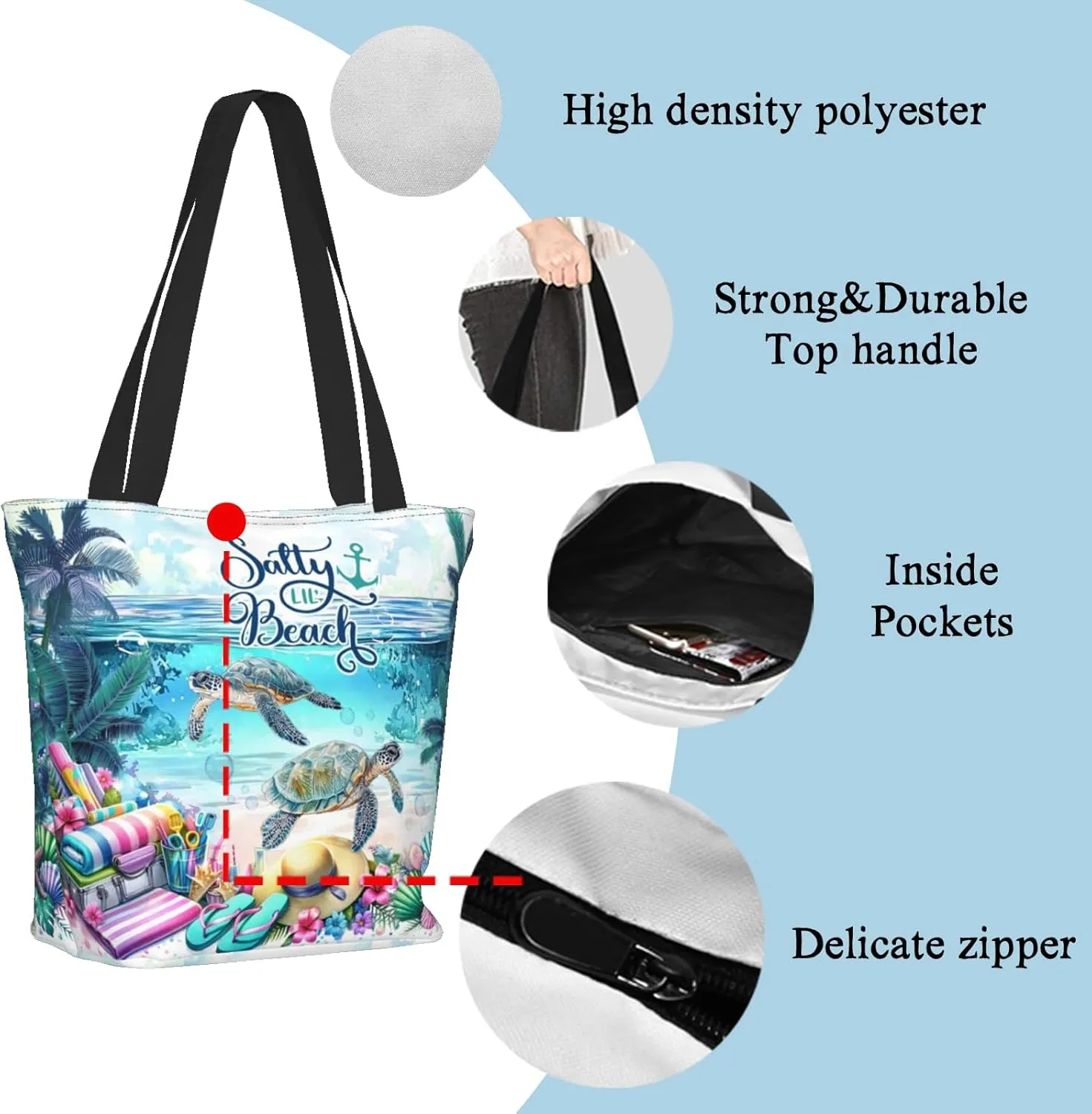 Beach Tote Bags for Women Sea Turtles Travel Beach Shoulder Bags Canvas Tote