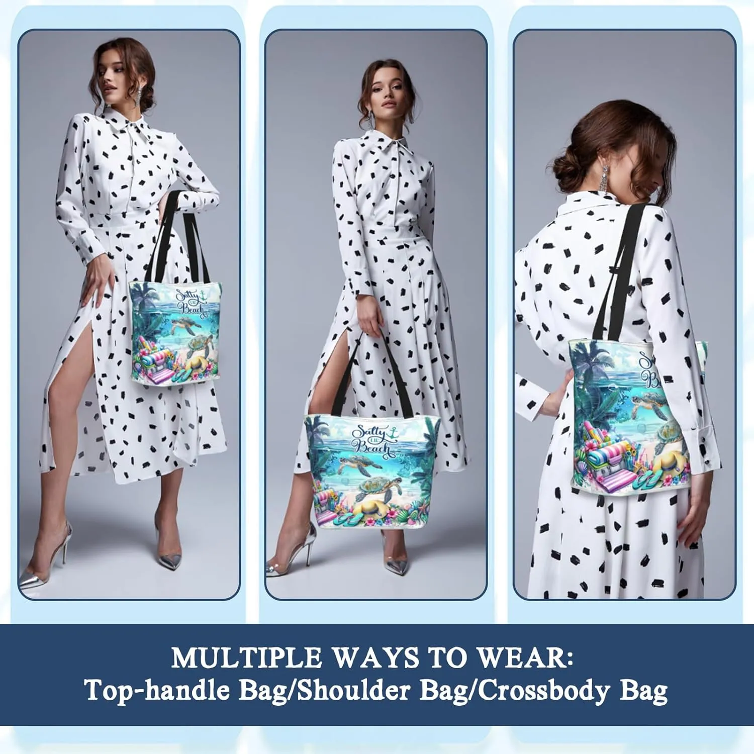 Beach Tote Bags for Women Sea Turtles Travel Beach Shoulder Bags Canvas Tote