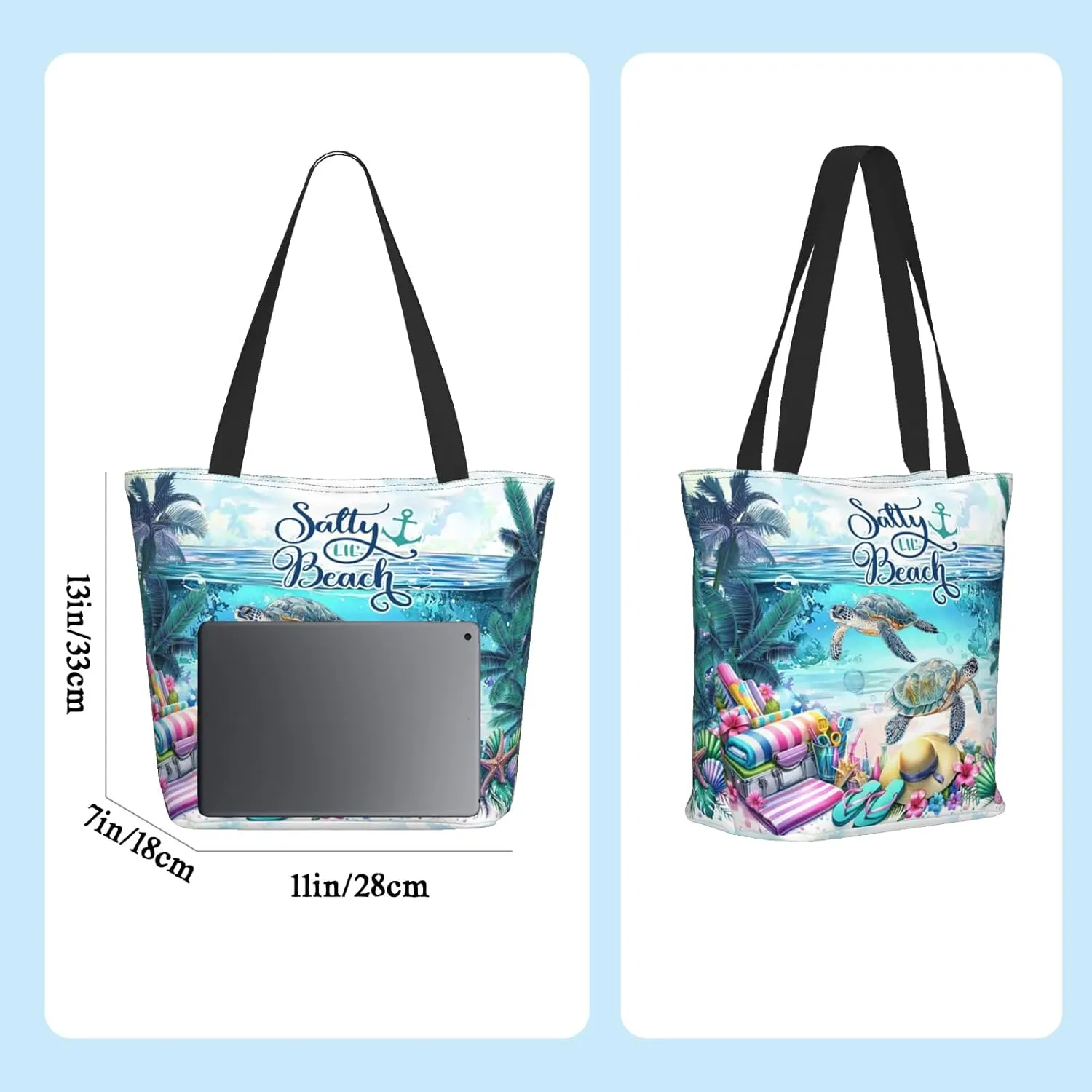 Beach Tote Bags for Women Sea Turtles Travel Beach Shoulder Bags Canvas Tote