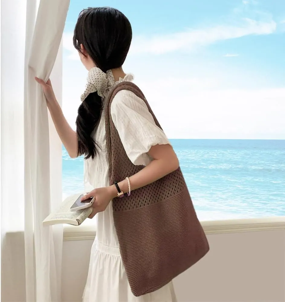 Beach Tote Bags for Women, Summer Slouchy Hobo Shoulder Crossbody Bag Womens Boho Purses and Handbags