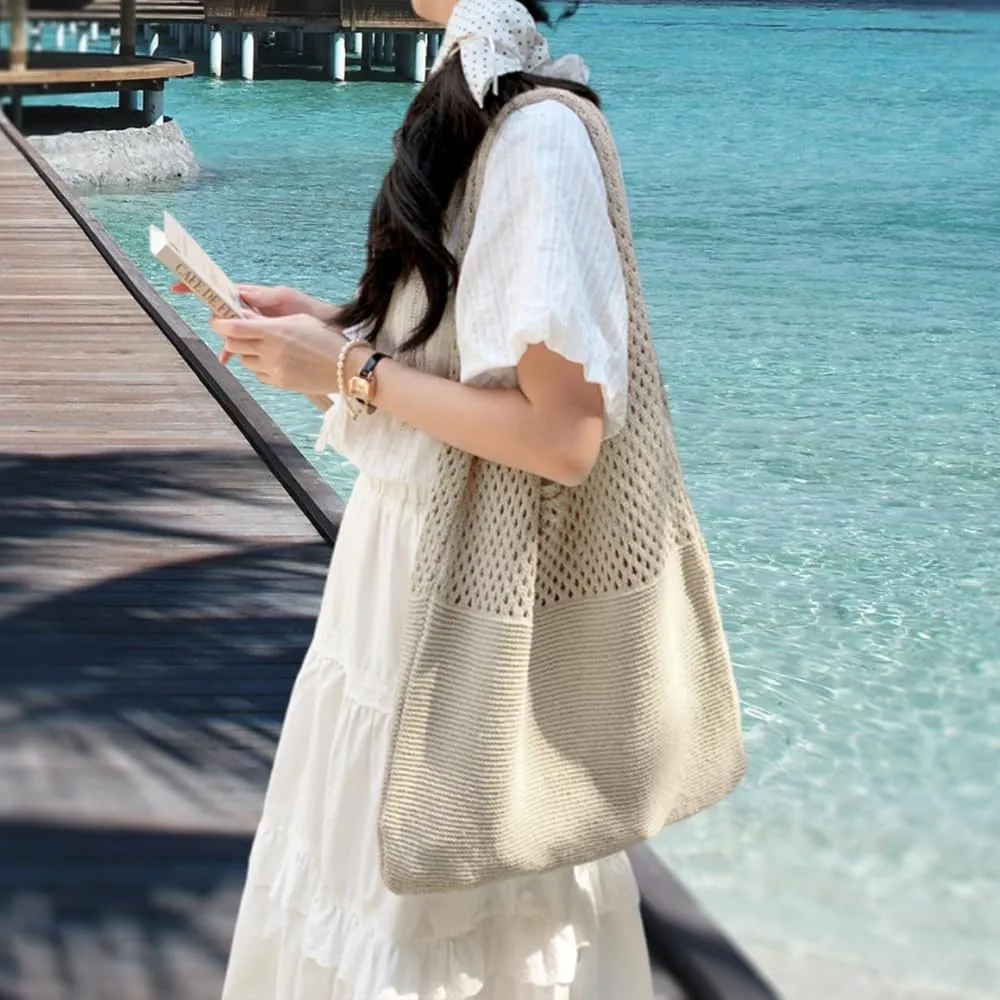 Beach Tote Bags for Women, Summer Slouchy Hobo Shoulder Crossbody Bag Womens Boho Purses and Handbags