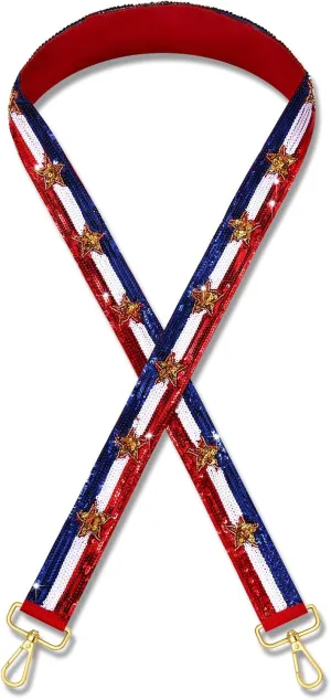 Beaded 4th of July Purse Strap USA Purse Strap Replacement Red White and Blue Patriotic Crossbody Shoulder Bag Straps 4th of July Outfits (Style G)