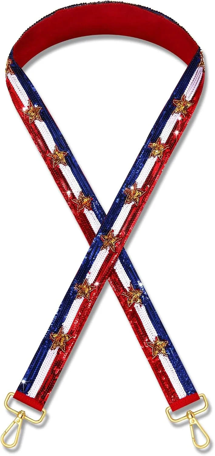 Beaded 4th of July Purse Strap USA Purse Strap Replacement Red White and Blue Patriotic Crossbody Shoulder Bag Straps 4th of July Outfits (Style G)