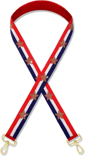 Beaded 4th of July Purse Strap USA Purse Strap Replacement Red White and Blue Patriotic Crossbody Shoulder Bag Straps 4th of July Outfits (Style H)