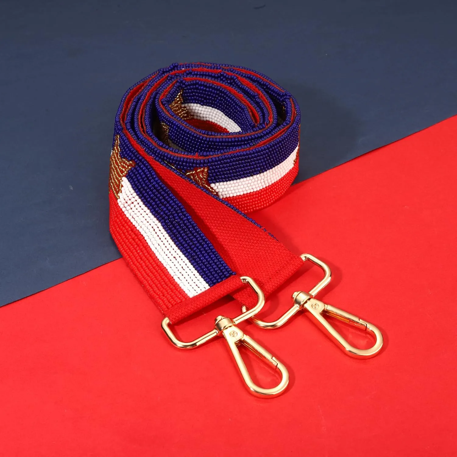 Beaded 4th of July Purse Strap USA Purse Strap Replacement Red White and Blue Patriotic Crossbody Shoulder Bag Straps 4th of July Outfits (Style H)