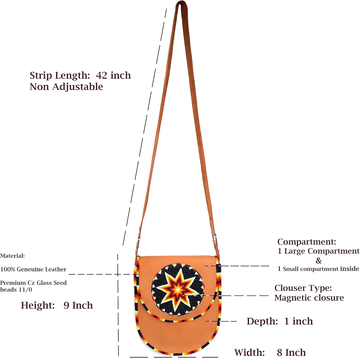 Beaded Genuine leather bags, crossbody bags,Groomsmen Gift