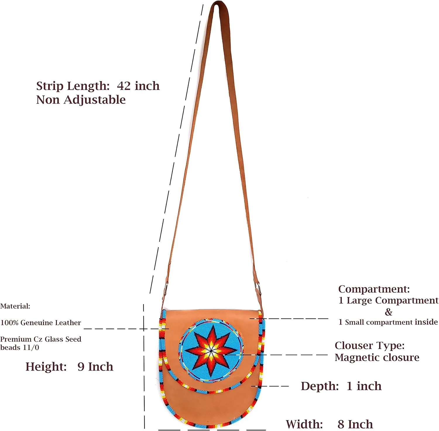 Beaded Genuine leather bags, crossbody bags,Groomsmen Gift
