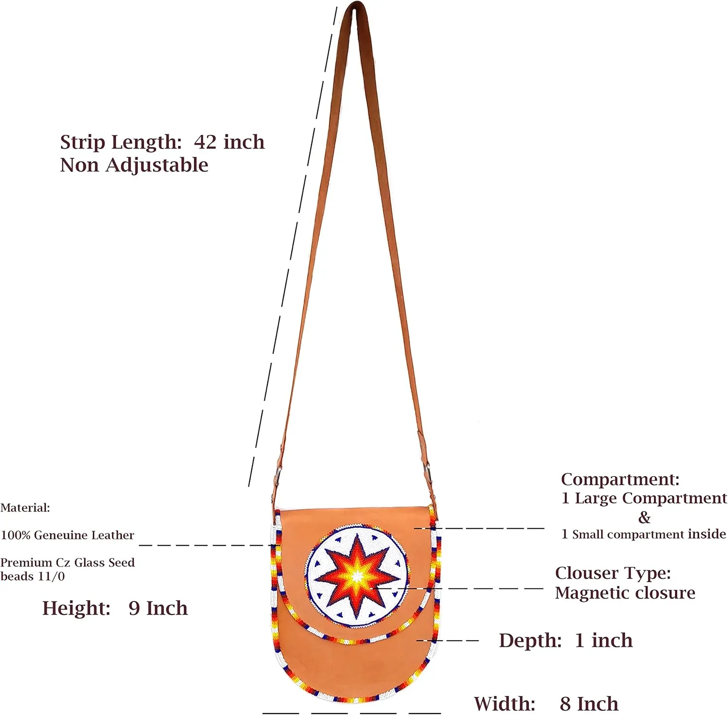 Beaded Genuine leather bags, crossbody bags,Groomsmen Gift