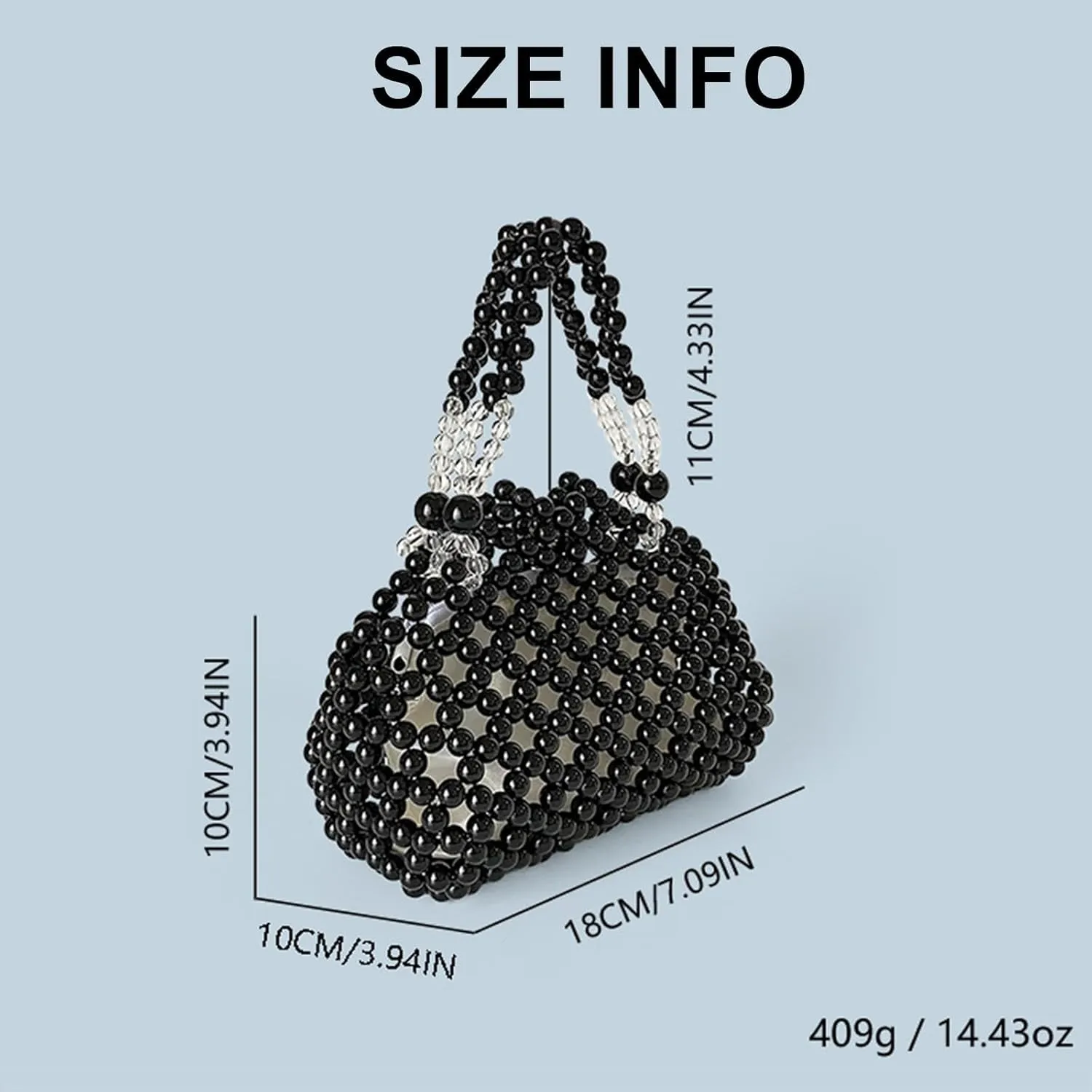 Beaded Purse Pearl Beaded Top Hand Handbag for Women Beachy Dressy Beach Party Sweet Shoulder Bag for Vacation Travel