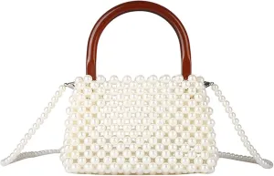 Beaded Purse Y2K Beaded Crossbody Top Handle Pillow Bags for Women Bag Fashionable Purse with Rope Strap Party Daily Bags