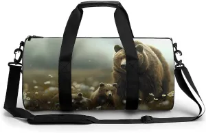 Bear Sow Near Moraine Creek Katmais National Park Gym Bag Lightweight Carry On Duffel Bag Athletic Sports Travel Bag Weekender Bag for Men Women
