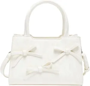 Beatfull Cute Bow Purse Small Top Handle Crossbody Handbags for Women Trendy Leather Square Shoulder Bag Y2K