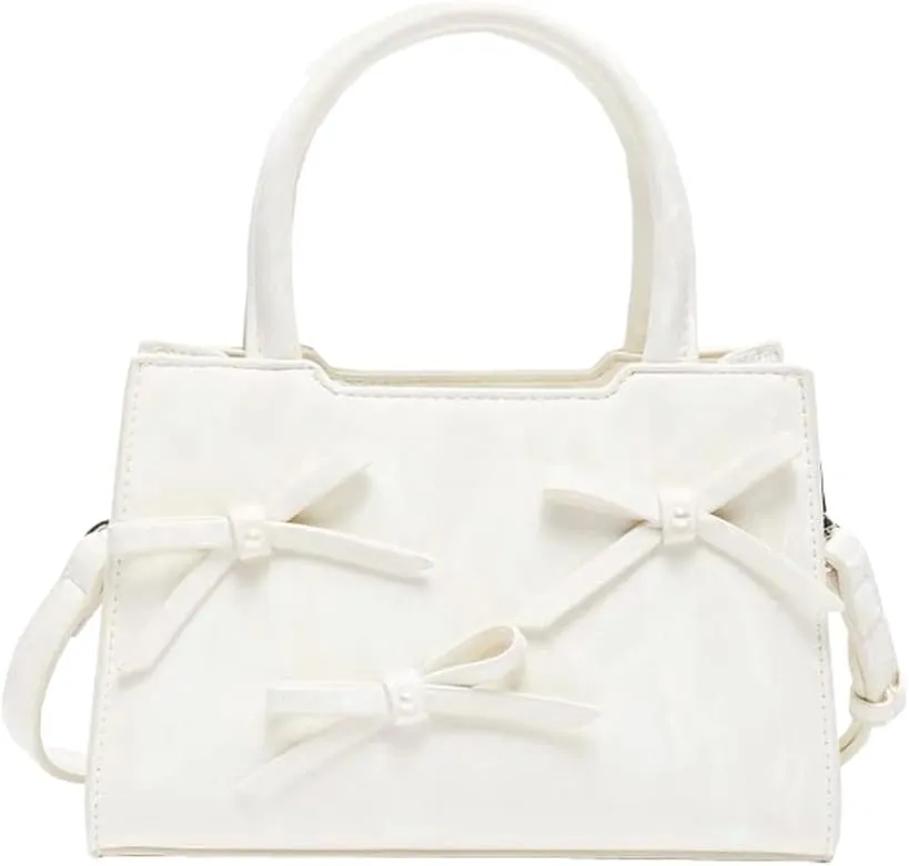 Beatfull Cute Bow Purse Small Top Handle Crossbody Handbags for Women Trendy Leather Square Shoulder Bag Y2K