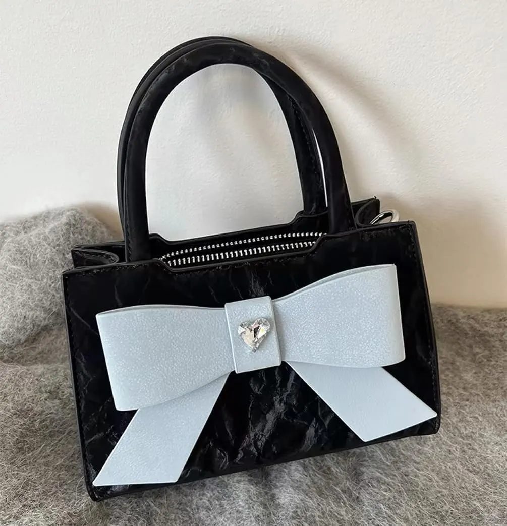 Beatfull Cute Bow Purse Small Top Handle Crossbody Handbags for Women Trendy Leather Square Shoulder Bag Y2K