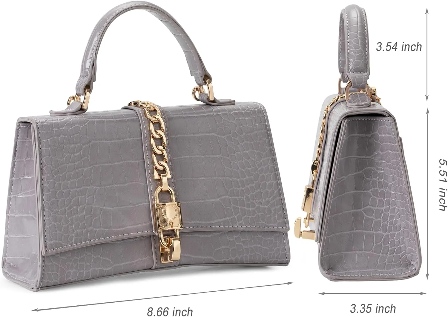 Beatfull Top Handle Purses for Women Crossbody Stylish Crocodile Leather Satchel Bag Chain Square Shoulder Handbag