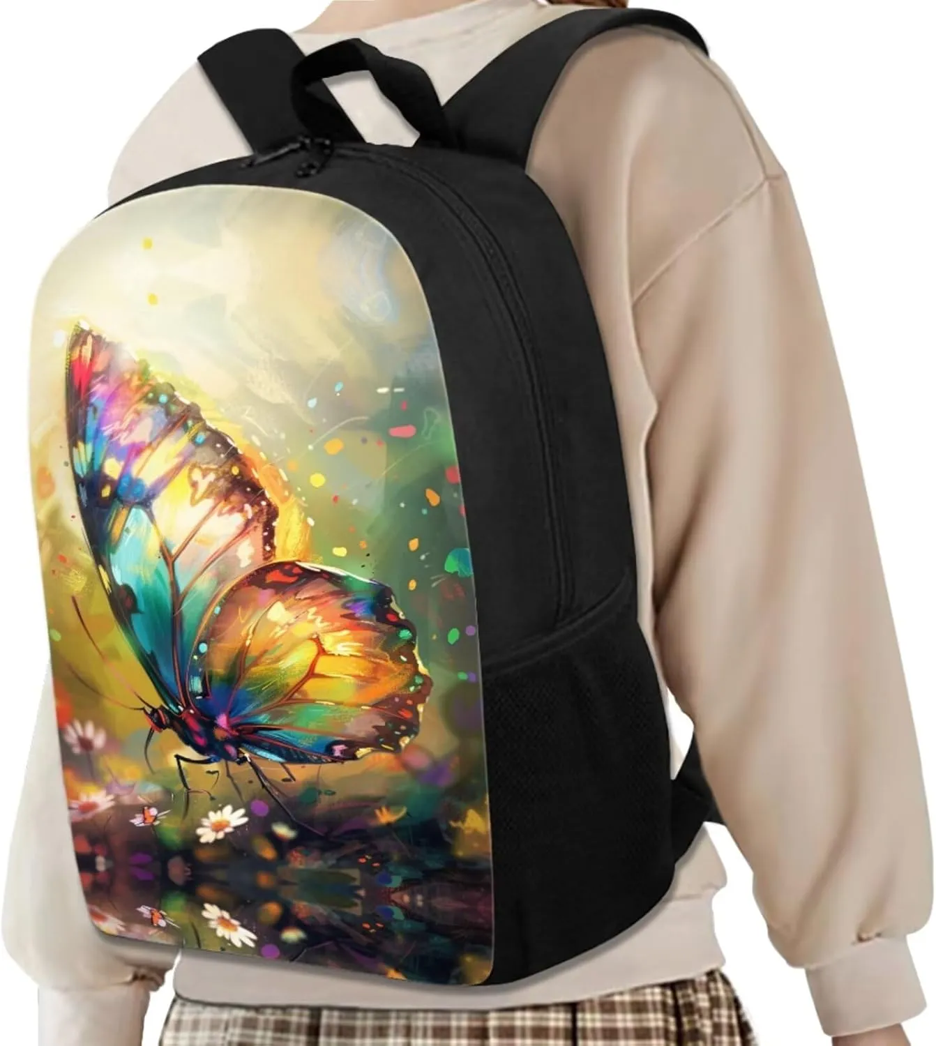 Beautiful Butterfly Backpacks for Girls Custom Stylish Backpack Set for Teens Boys Waterproof Backpacks School Bookbags with Lunch Bag Pencil Pouch Ideal Gifts for Teens 11-13T