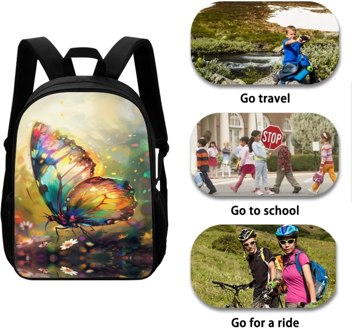Beautiful Butterfly Backpacks for Girls Custom Stylish Backpack Set for Teens Boys Waterproof Backpacks School Bookbags with Lunch Bag Pencil Pouch Ideal Gifts for Teens 11-13T