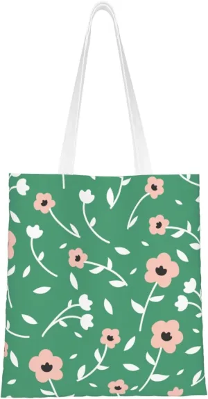 Beautiful Flower Seamless Diagram Tote Bag for Women Canvas Shopping Bags Reusable Large Capacity Casual Shoulder Handbags Grocery Bags DIY Gift Bags