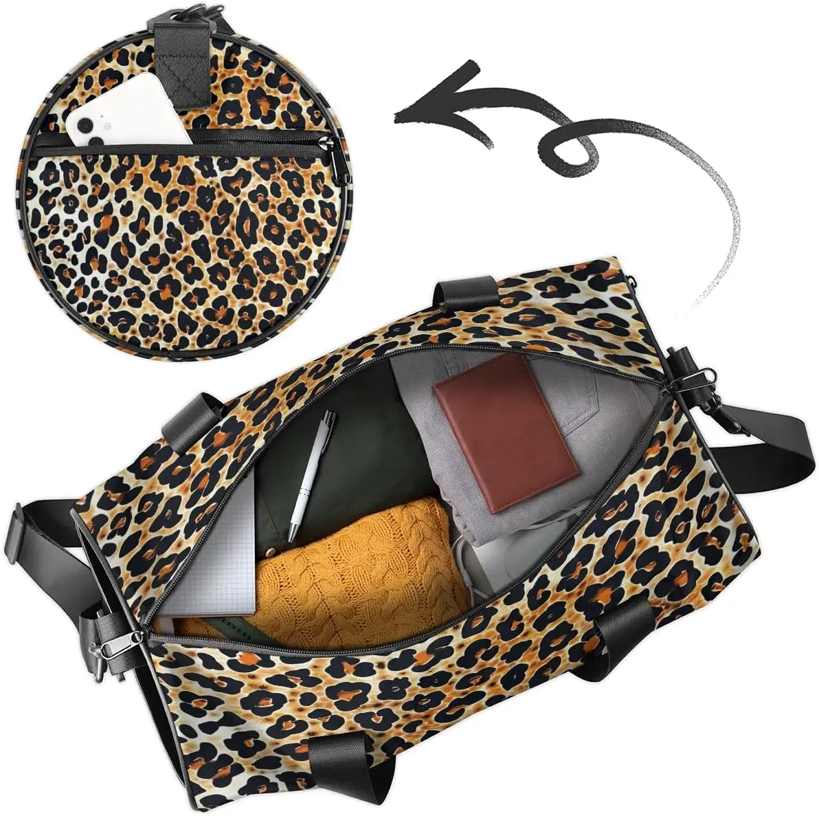 Beautiful Leopard Print Gym Bag for Women Men Lightweight Weekender Travel Bag Stylish Duffle Bag for Gym Travel Overnight Carry On