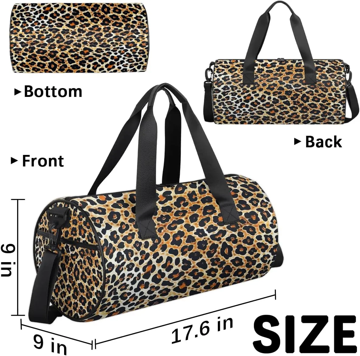 Beautiful Leopard Print Gym Bag for Women Men Lightweight Weekender Travel Bag Stylish Duffle Bag for Gym Travel Overnight Carry On