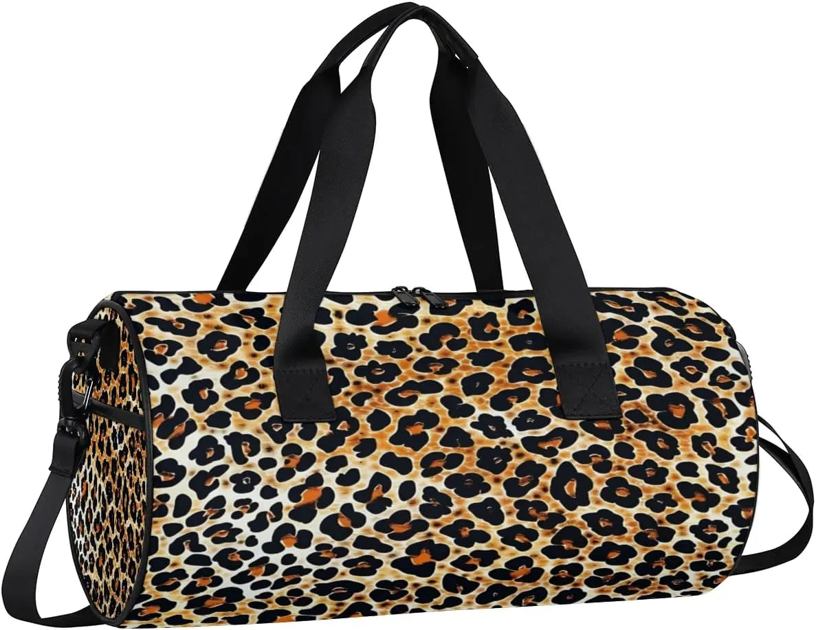 Beautiful Leopard Print Gym Bag for Women Men Lightweight Weekender Travel Bag Stylish Duffle Bag for Gym Travel Overnight Carry On