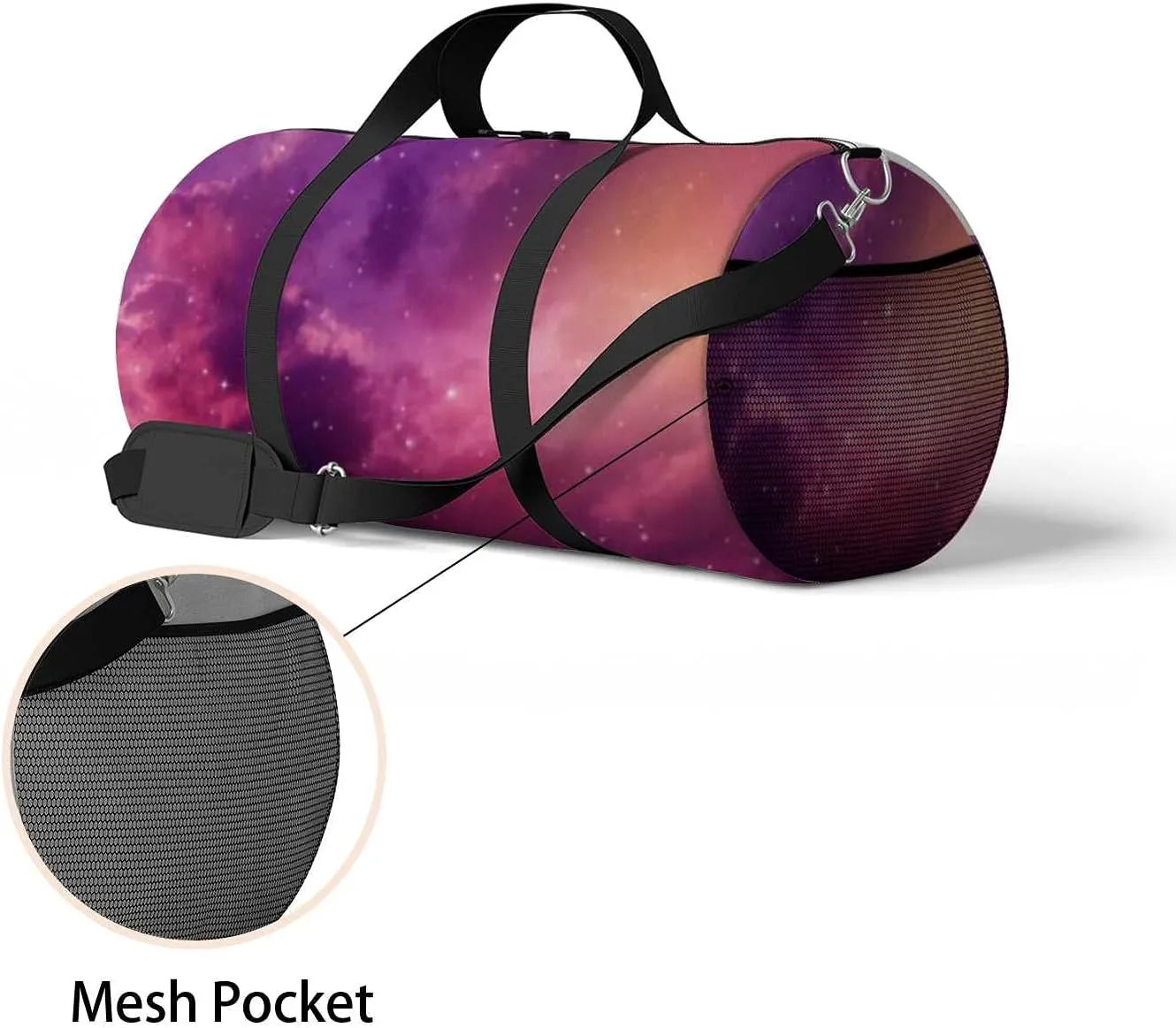 Beautiful Night Sky Cloud Stars Sports Duffel Bag Travel Gym Tote Bags Lightweight Durable Shoulder Strap Waterproof Polyester Outside Mesh Pocket Overnight Trip Duffel Bag for Women Men