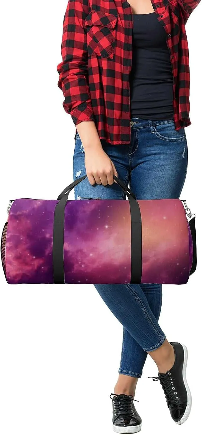 Beautiful Night Sky Cloud Stars Sports Duffel Bag Travel Gym Tote Bags Lightweight Durable Shoulder Strap Waterproof Polyester Outside Mesh Pocket Overnight Trip Duffel Bag for Women Men
