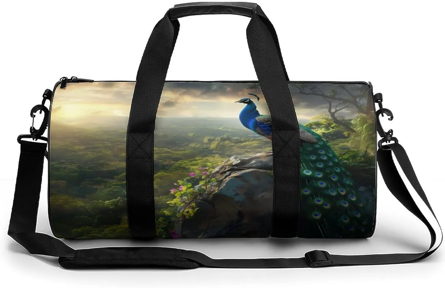 Beautiful Peacock In The Nature Gym Bag Lightweight Carry On Duffel Bag Athletic Sports Travel Bag Weekender Bag for Men Women