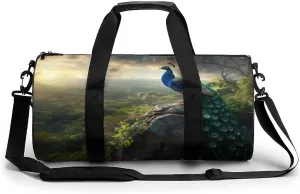 Beautiful Peacock In The Nature Gym Bag Lightweight Carry On Duffel Bag Athletic Sports Travel Bag Weekender Bag for Men Women