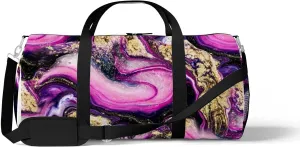 Beautiful Purple Swirl Sports Duffel Bag Travel Gym Tote Bags Lightweight Durable Shoulder Strap Waterproof Polyester Outside Mesh Pocket Overnight Trip Duffel Bag for Women Men